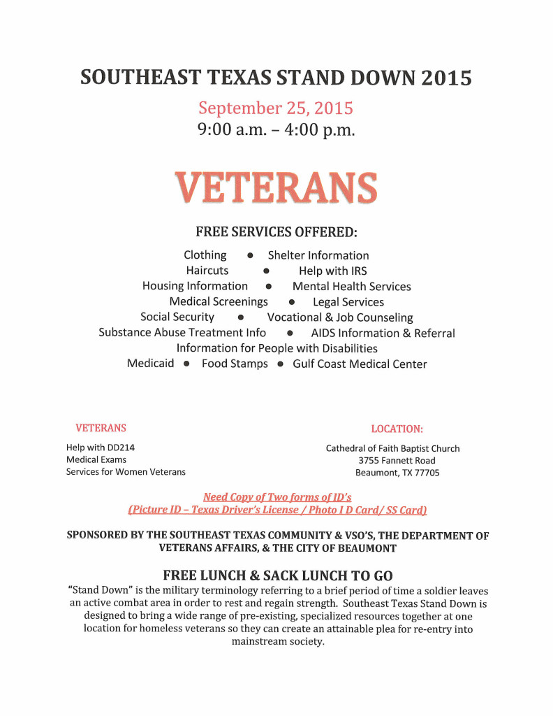 veteran's benefits Southeast Texas